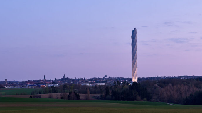 ThyssenKrupp TKT at dusk from far a distance